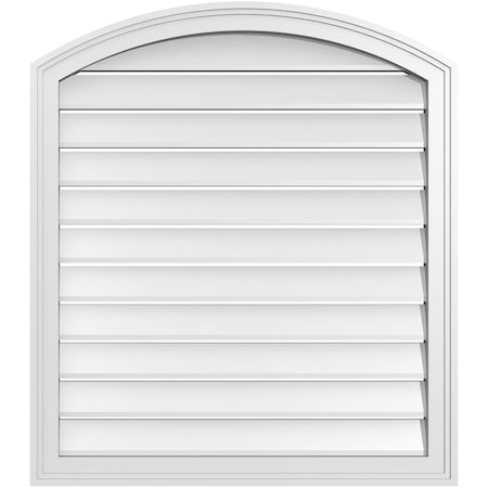 Ekena Millwork Arch Top Surface Mount PVC Gable Vent: Non-Functional, w/2"W x 1-1/2"P Brickmould Frame, 30"W x 32"H GVPAR30X3202SN